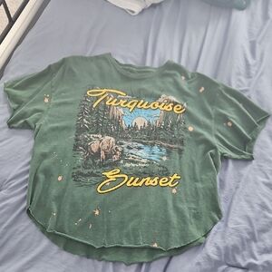 Green 'Turquoise Sunset' Graphic T-Shirt